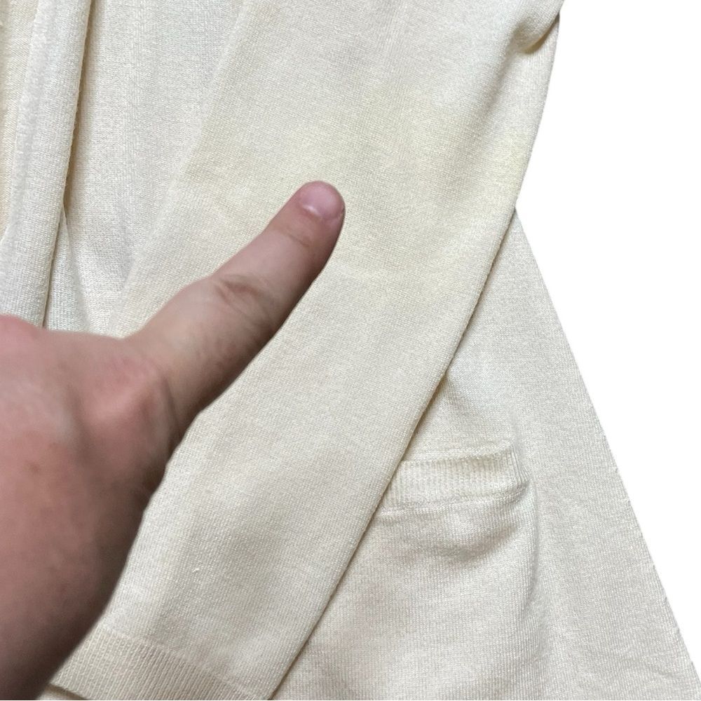 Theory Merino Wool Cardigan Sweater Cream Size Large - Picture 7 of 9